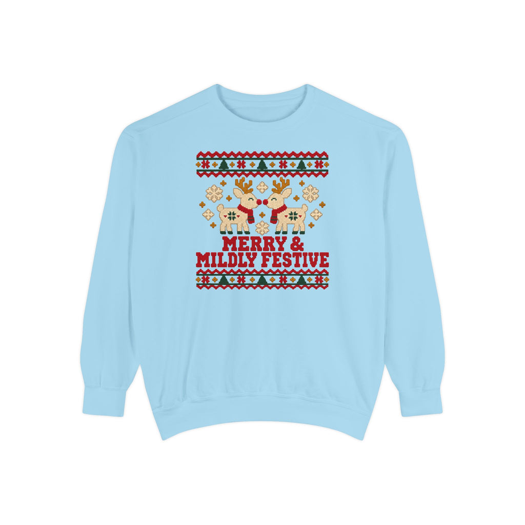 Merry & Mildly Festive Ugly Christmas Sweatshirt – Chambray