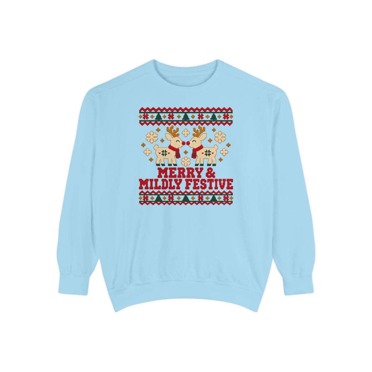 Merry & Mildly Festive Ugly Christmas Sweatshirt – Chambray