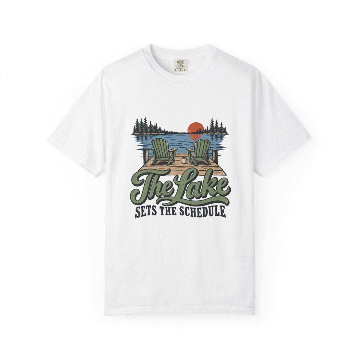 The Lake Sets the Schedule T-Shirt – White