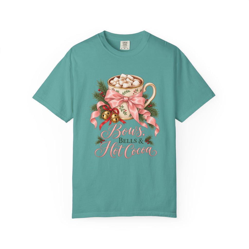 Bows, Bells & Hot Cocoa T-Shirt – Seafoam