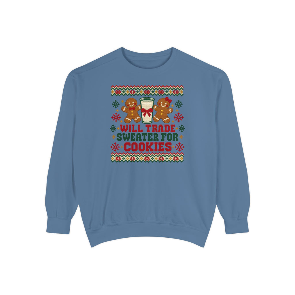 Will Trade Sweater for Cookies Ugly Christmas Sweatshirt – Blue Jean