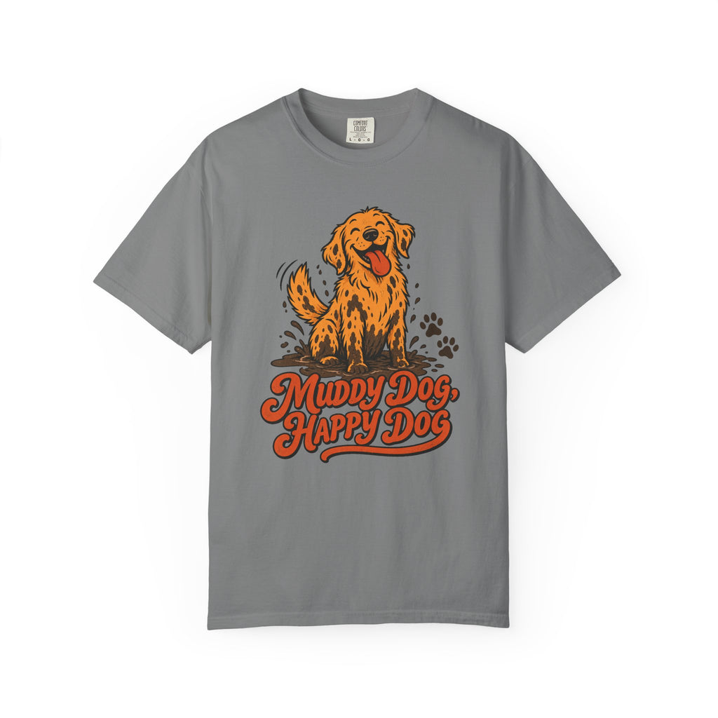Muddy Dog, Happy Dog T-Shirt – Grey