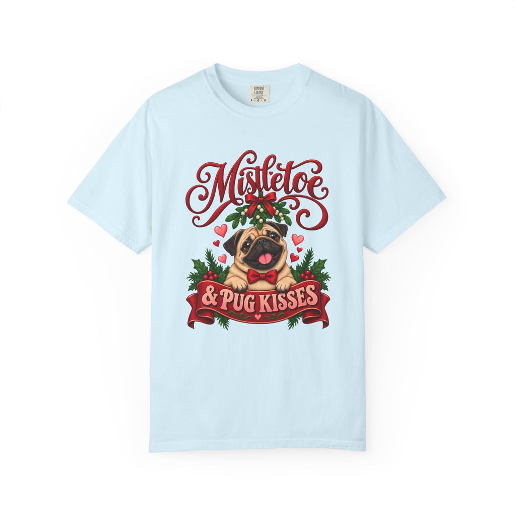 Mistletoe & Pug Kisses T-Shirt – Chambray