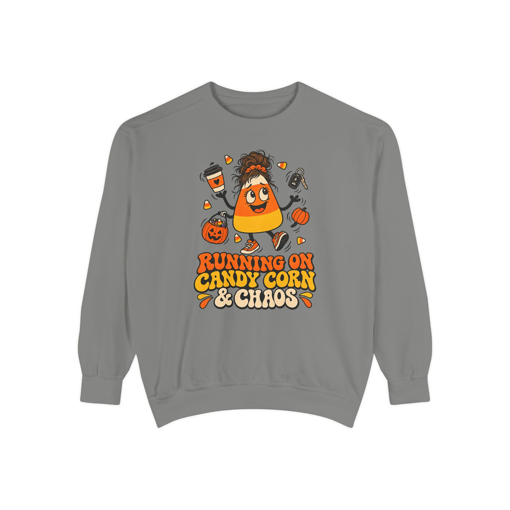 Running on Candy Corn and Chaos Sweatshirt – Grey