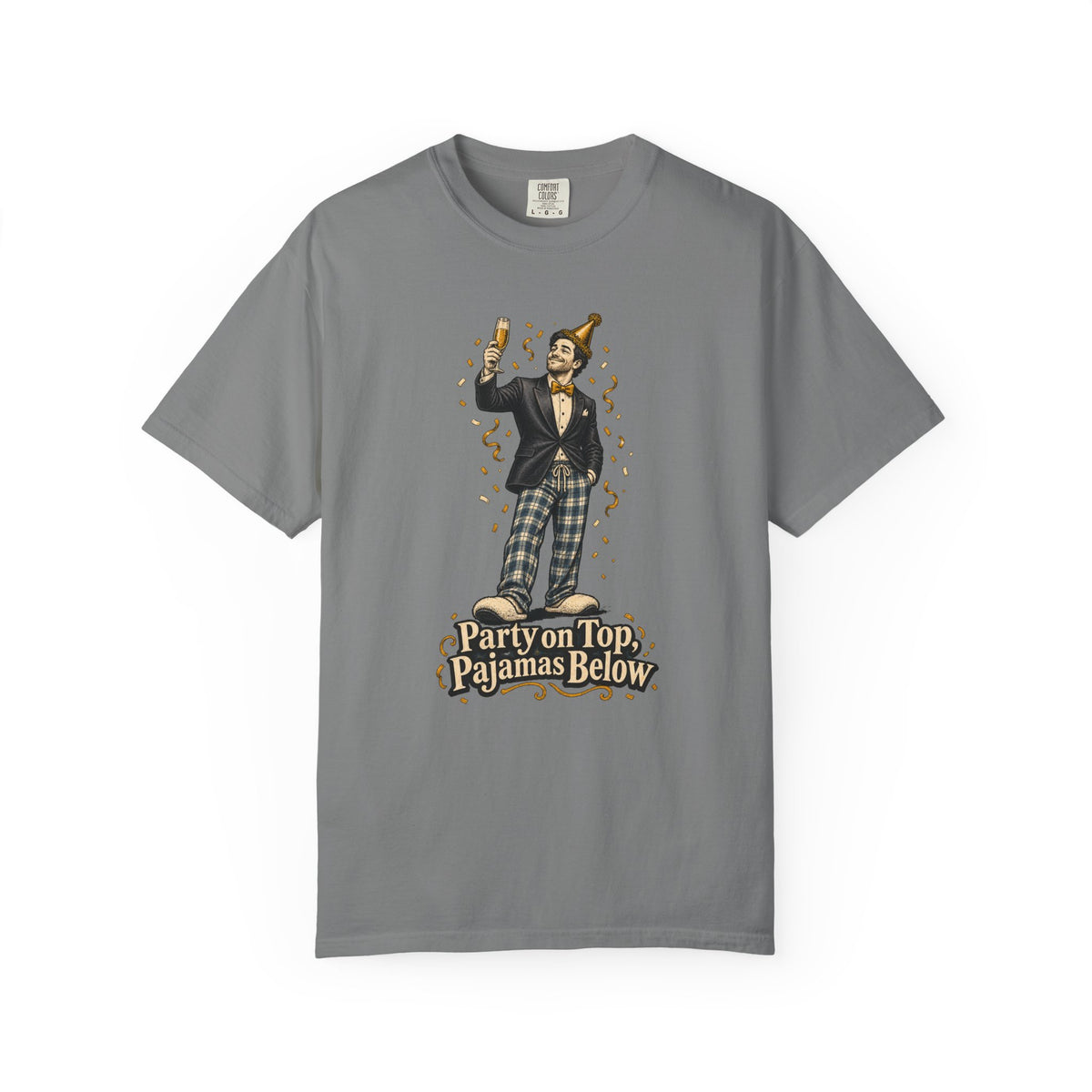 Party on Top, Pajamas Below T-Shirt – Grey