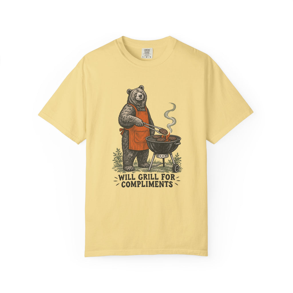 Will Grill for Compliments T-Shirt – Butter