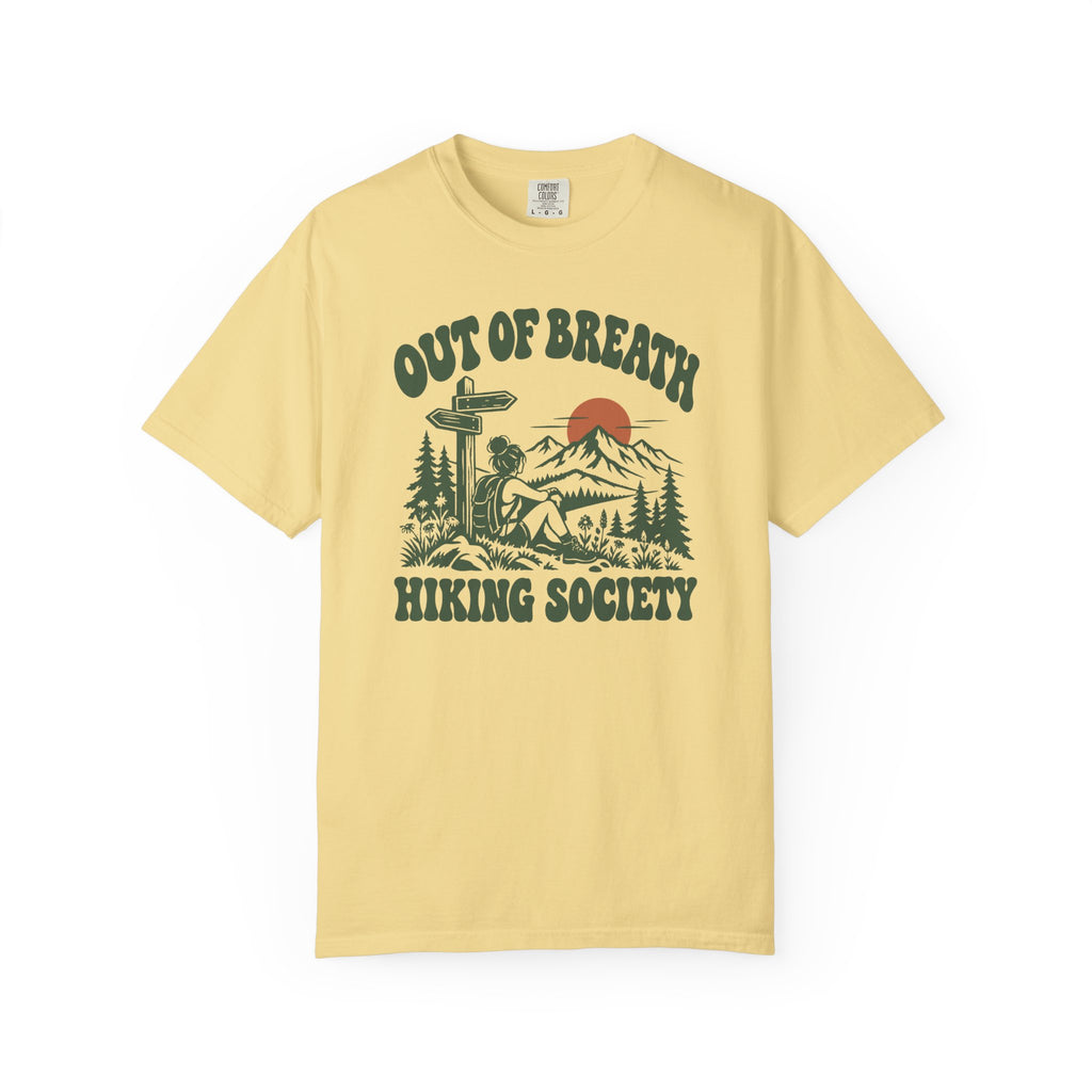 Out of Breath Hiking Society Trail Sign T-Shirt