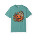 Pumpkin Jack-O'-Lantern Floral T-Shirt – Seafoam