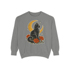 Moonlit Black Cat Sweatshirt – Grey