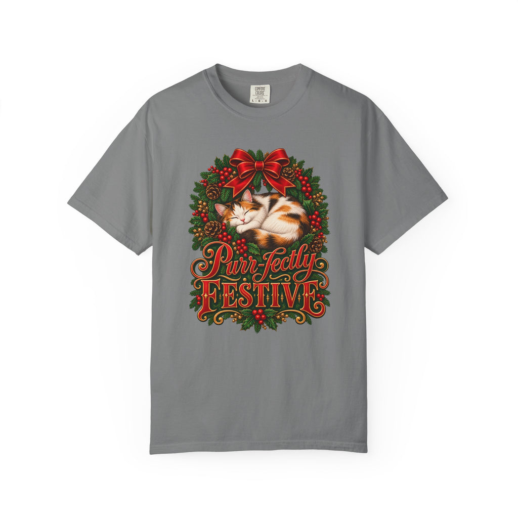 Purr-fectly Festive T-Shirt – Grey