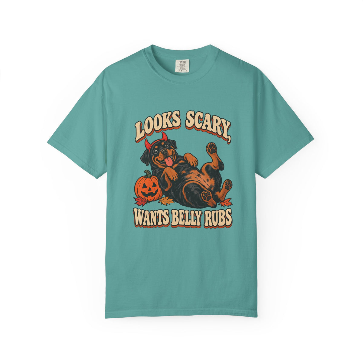Looks Scary, Wants Belly Rubs T-Shirt – Seafoam