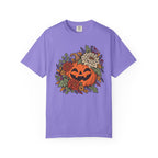 Pumpkin Jack-O'-Lantern Floral T-Shirt – Violet