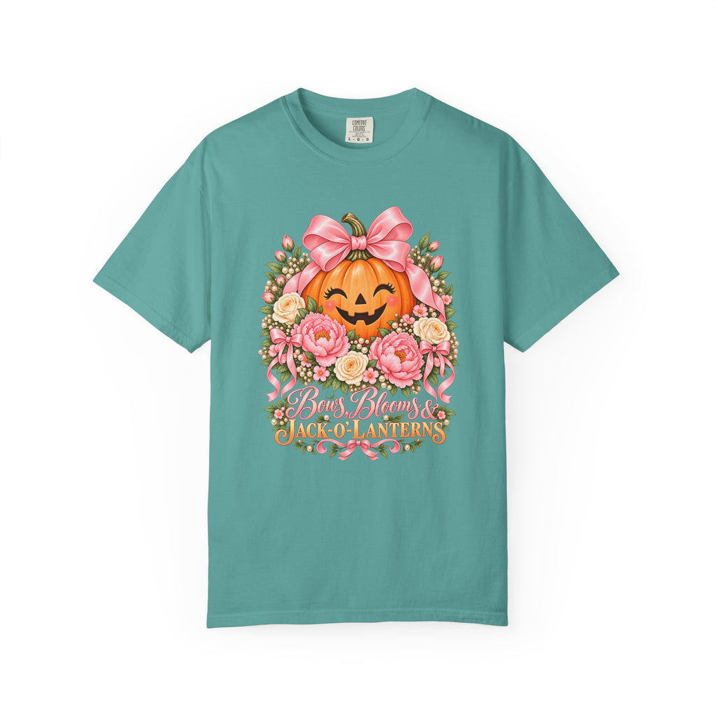 Bows, Blooms & Jack-o'-Lanterns T-Shirt – Seafoam