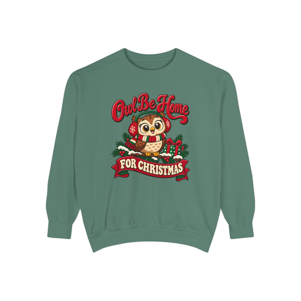 Owl Be Home for Christmas Sweatshirt – Light Green