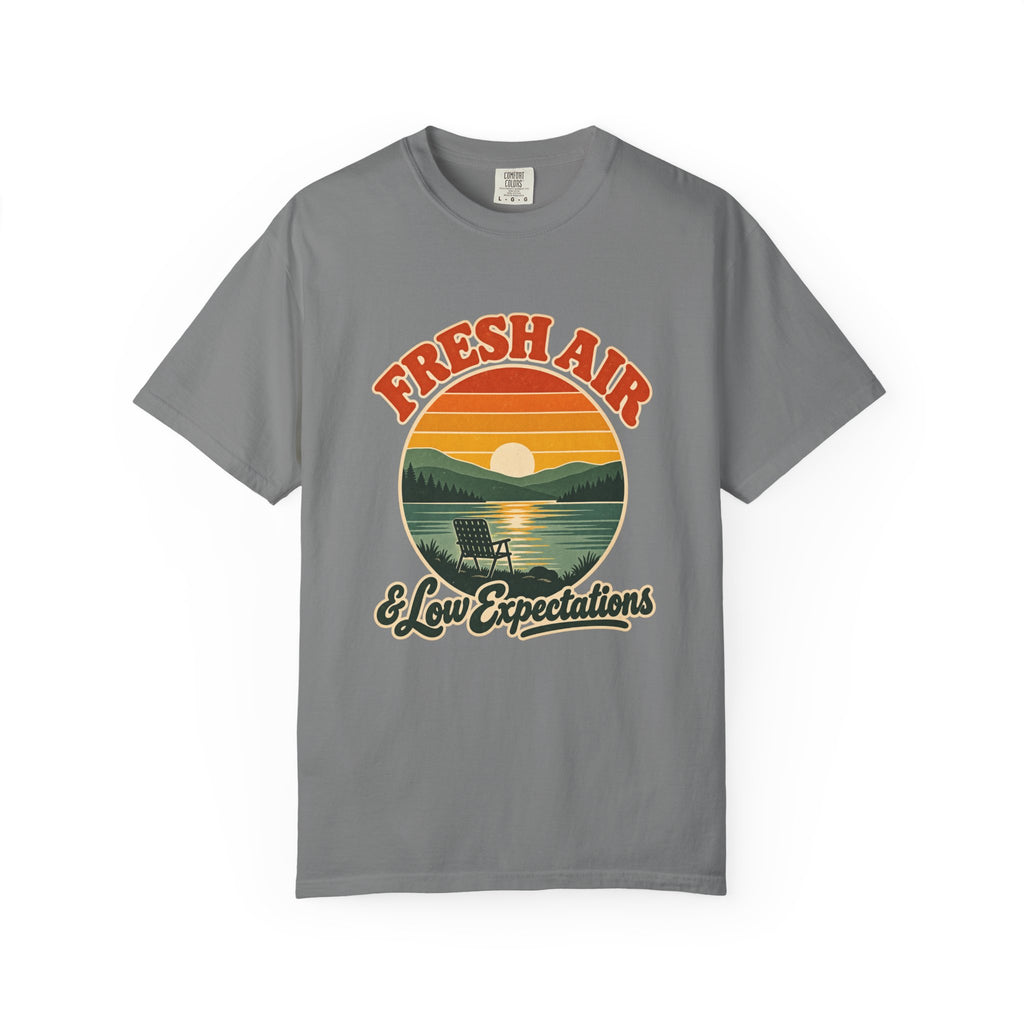 Fresh Air & Low Expectations T-Shirt – Grey