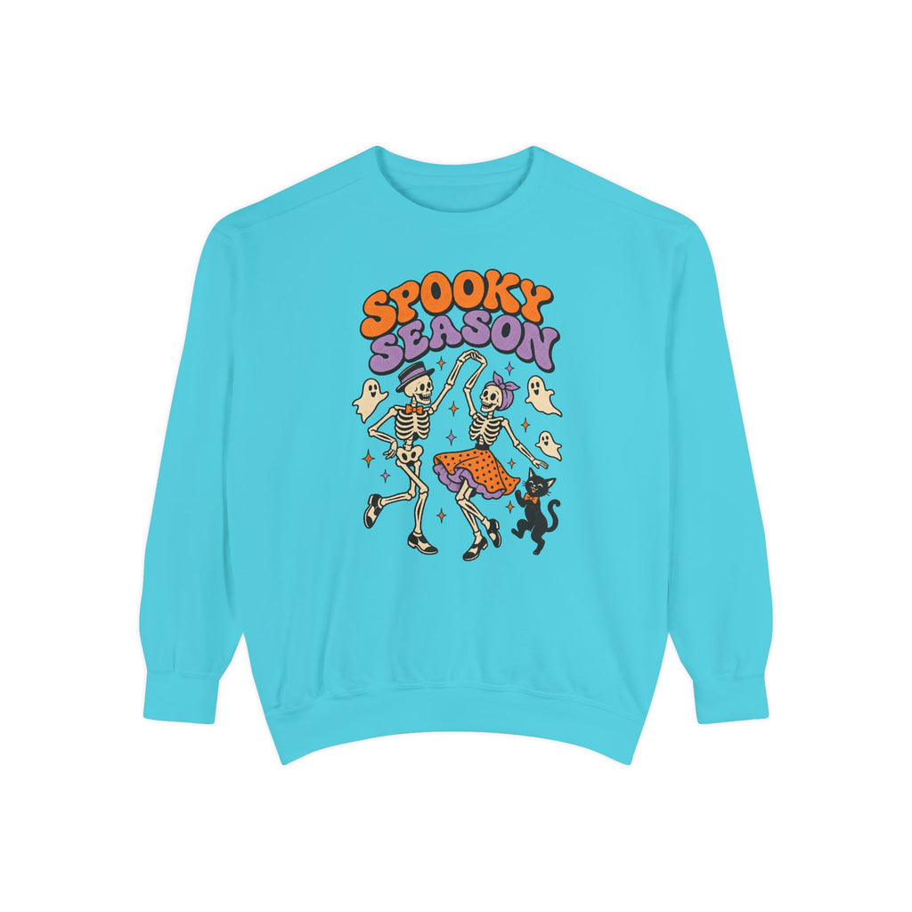 Spooky Season Dancing Skeletons Sweatshirt – front view