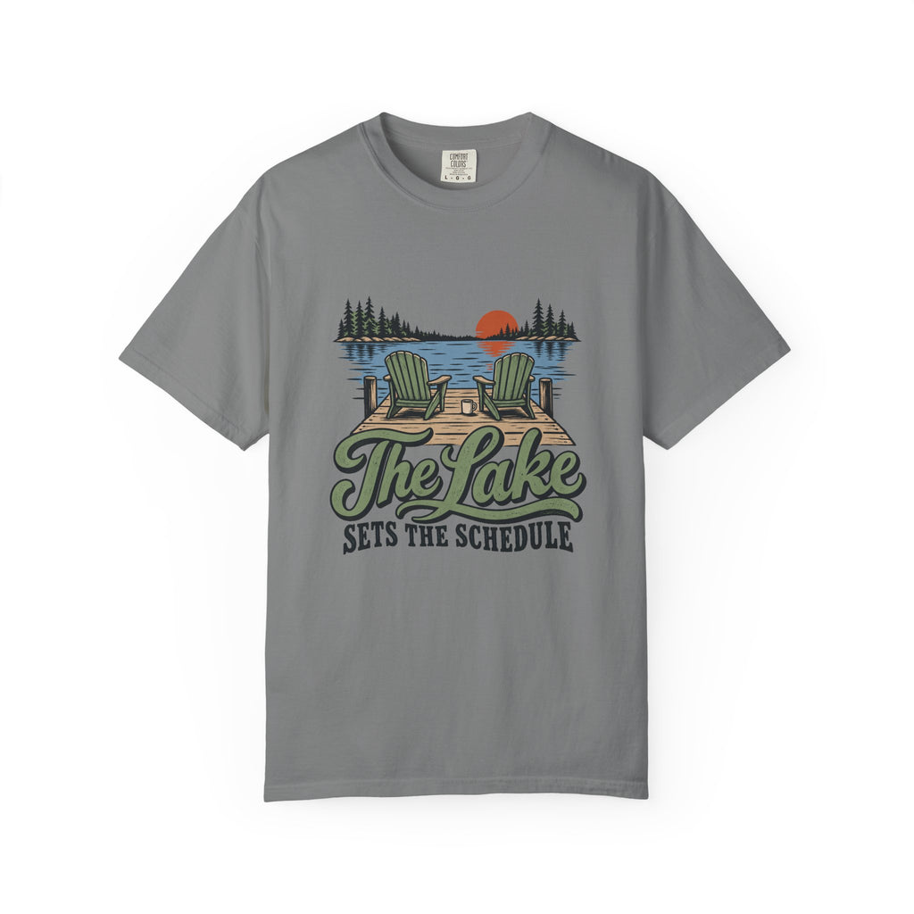 The Lake Sets the Schedule T-Shirt – Grey