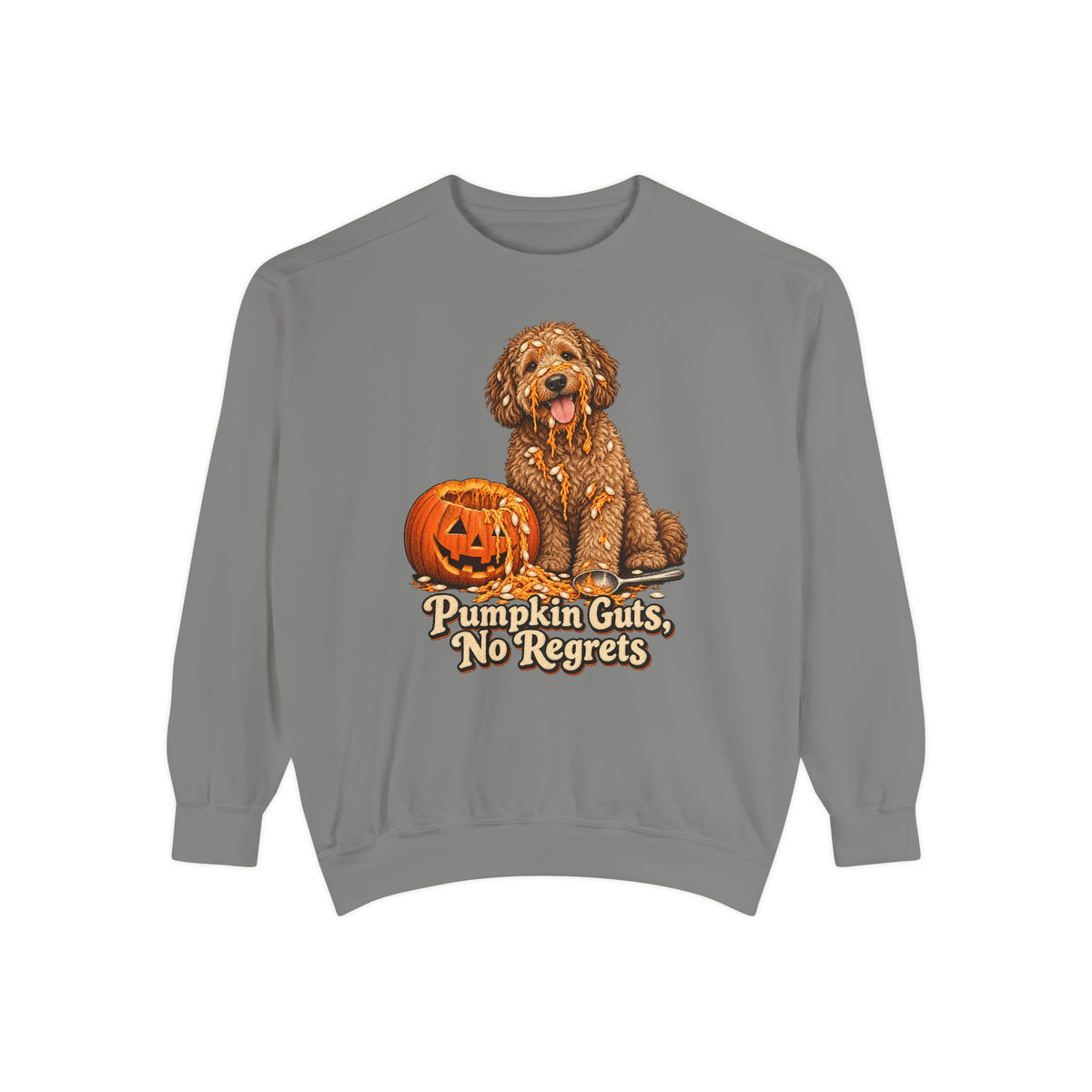 Pumpkin Guts, No Regrets Sweatshirt – Grey