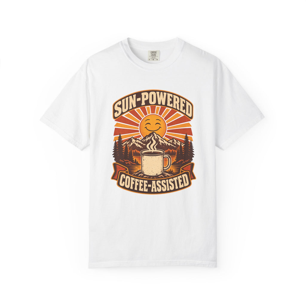 Sun-Powered, Coffee-Assisted T-Shirt – White
