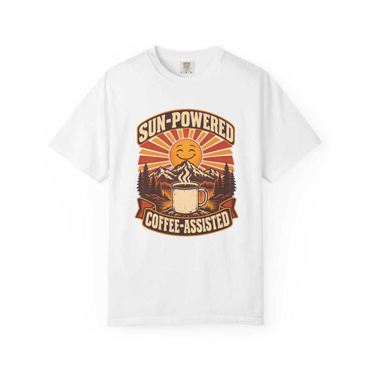 Sun-Powered, Coffee-Assisted T-Shirt – White