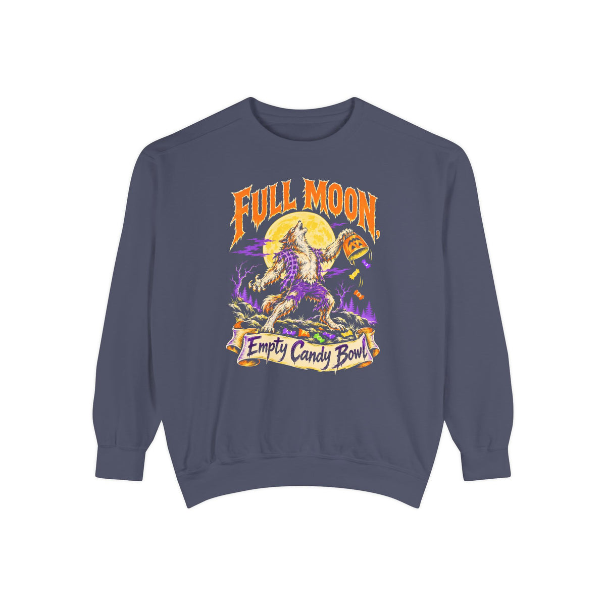 Full Moon, Empty Candy Bowl Sweatshirt – Denim