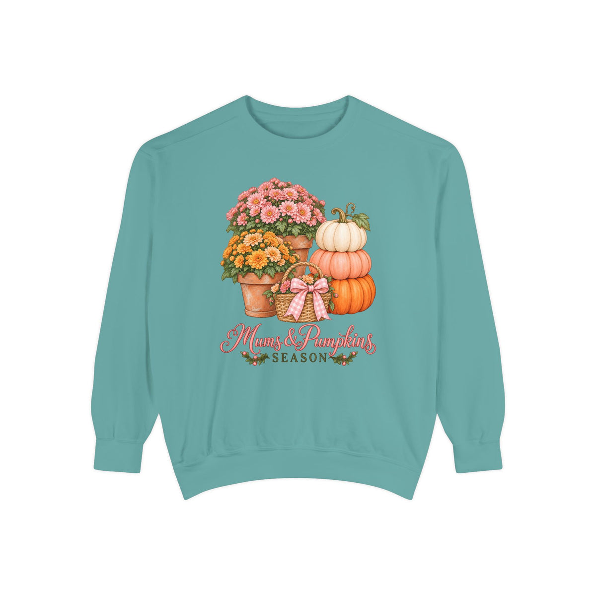 Mums & Pumpkins Season Sweatshirt – Seafoam