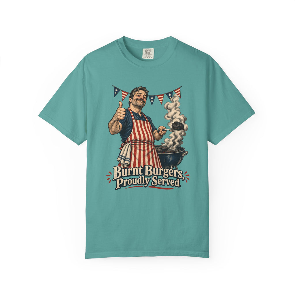 Burnt Burgers, Proudly Served T-Shirt – Seafoam