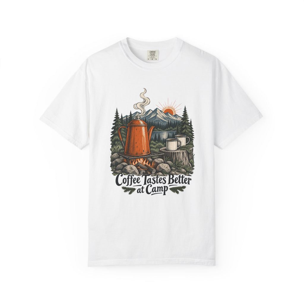 Coffee Tastes Better at Camp T-Shirt – White