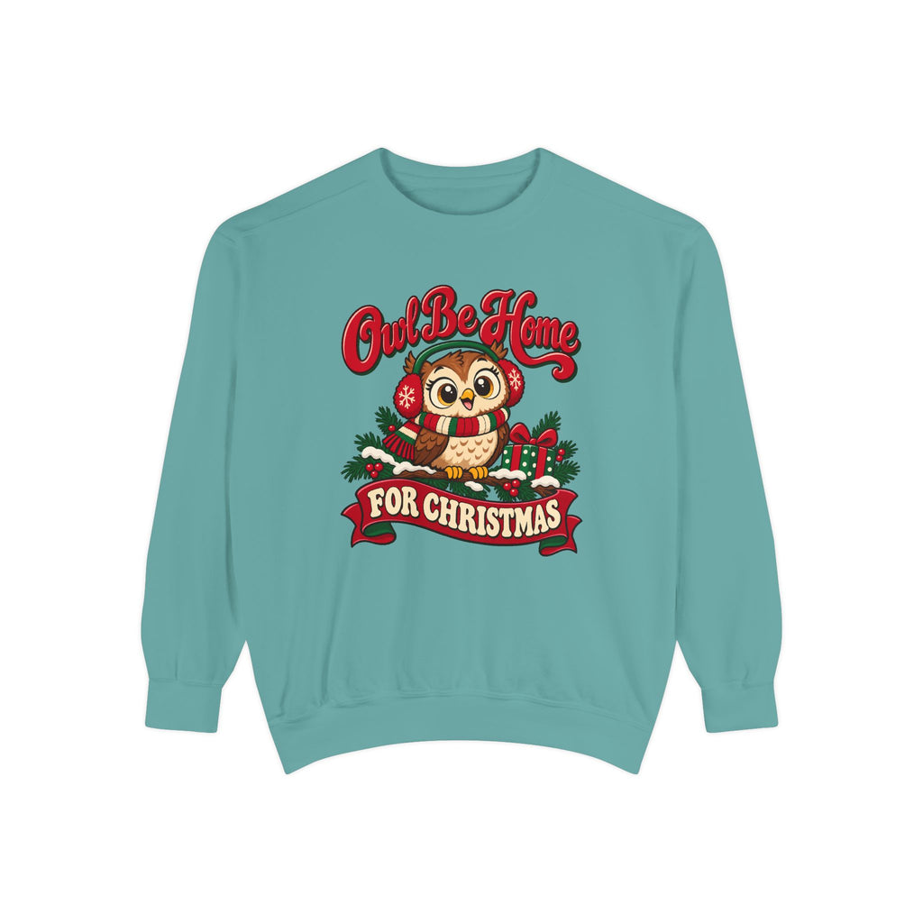 Owl Be Home for Christmas Sweatshirt – Seafoam