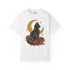Moonlit Black Cat T-Shirt – White