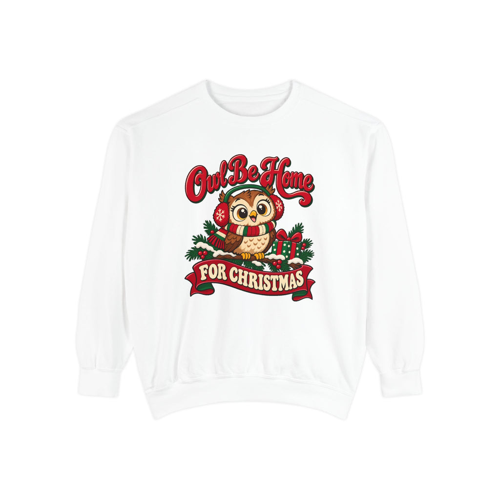 Owl Be Home for Christmas Sweatshirt – White