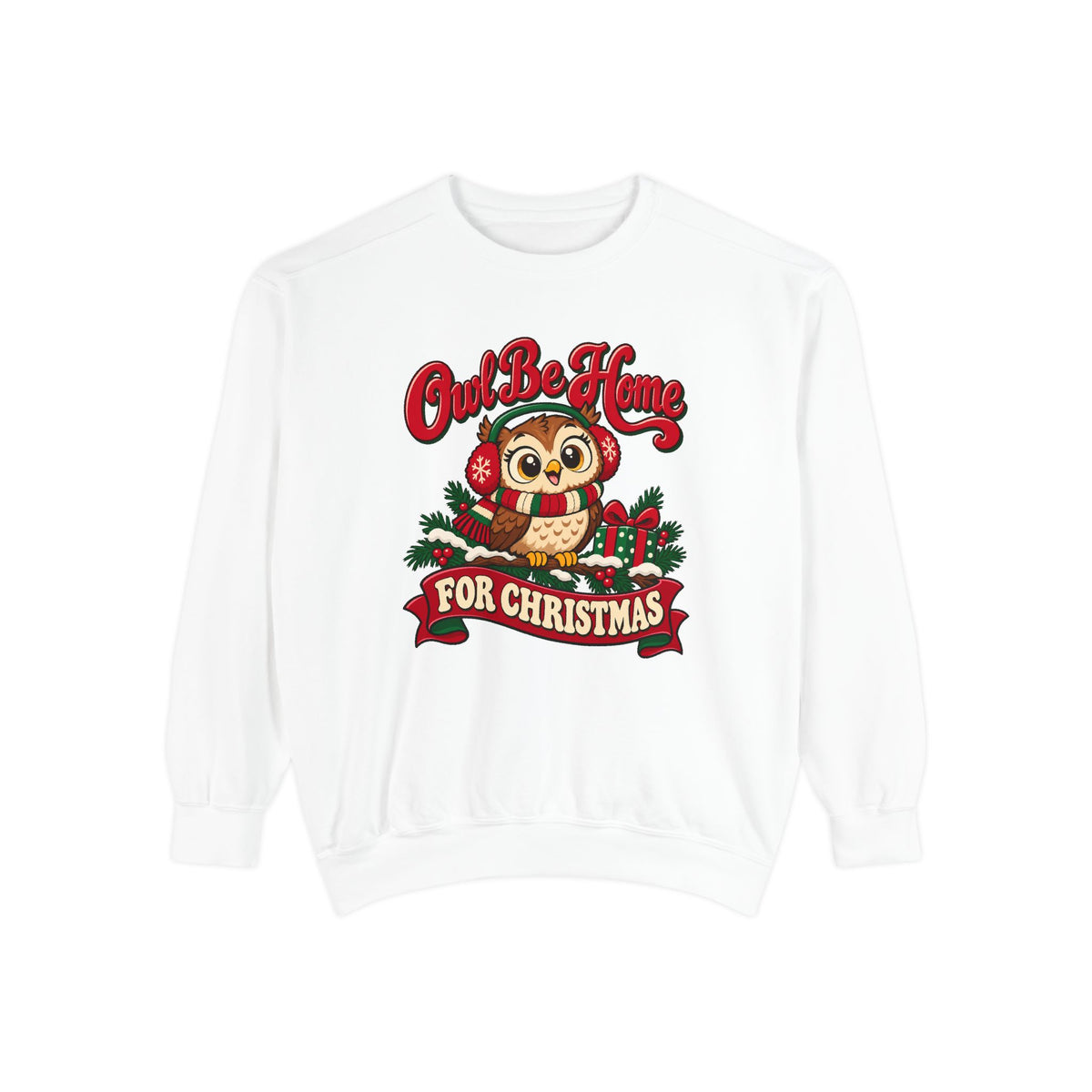 Owl Be Home for Christmas Sweatshirt – White