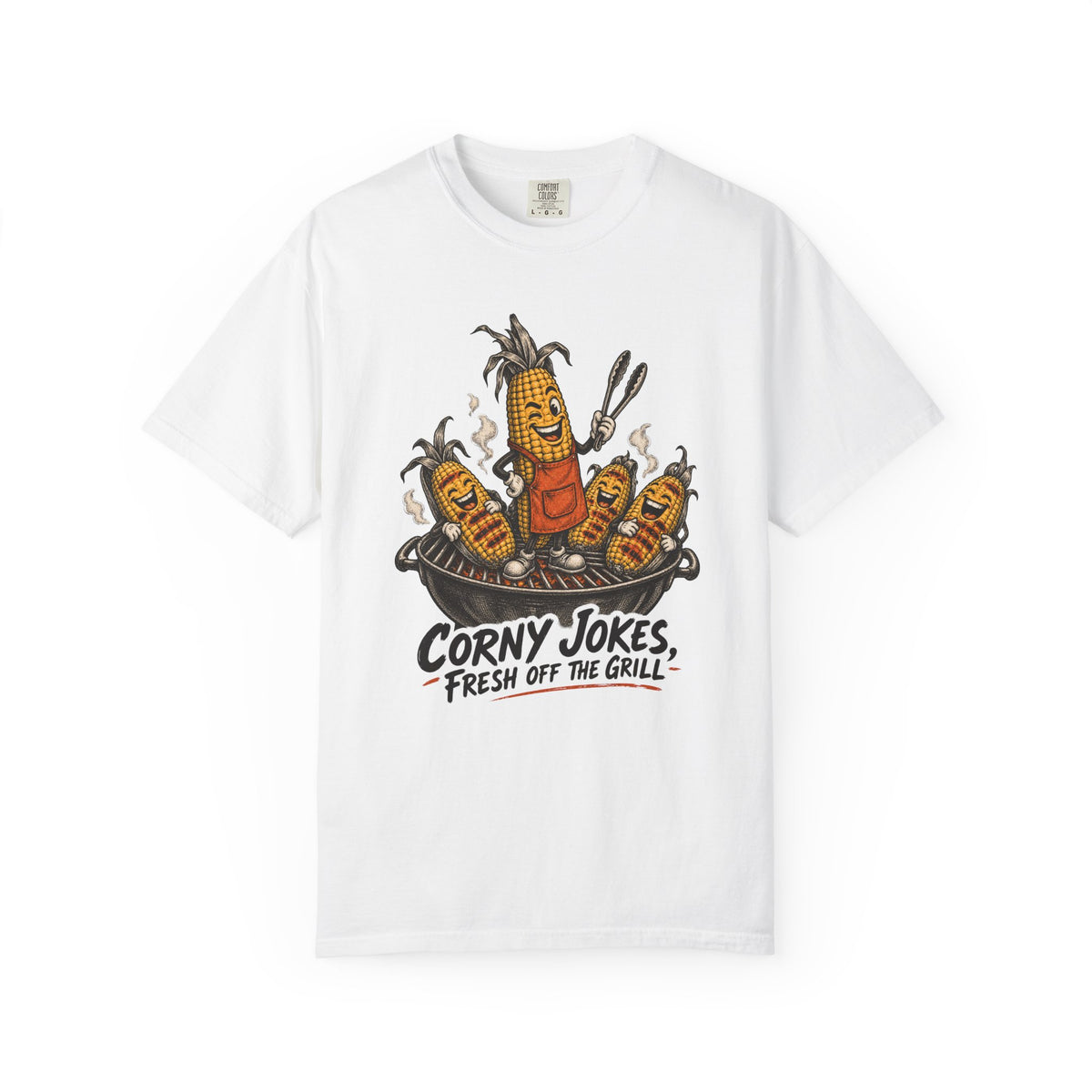 Corny Jokes, Fresh Off the Grill T-Shirt – White
