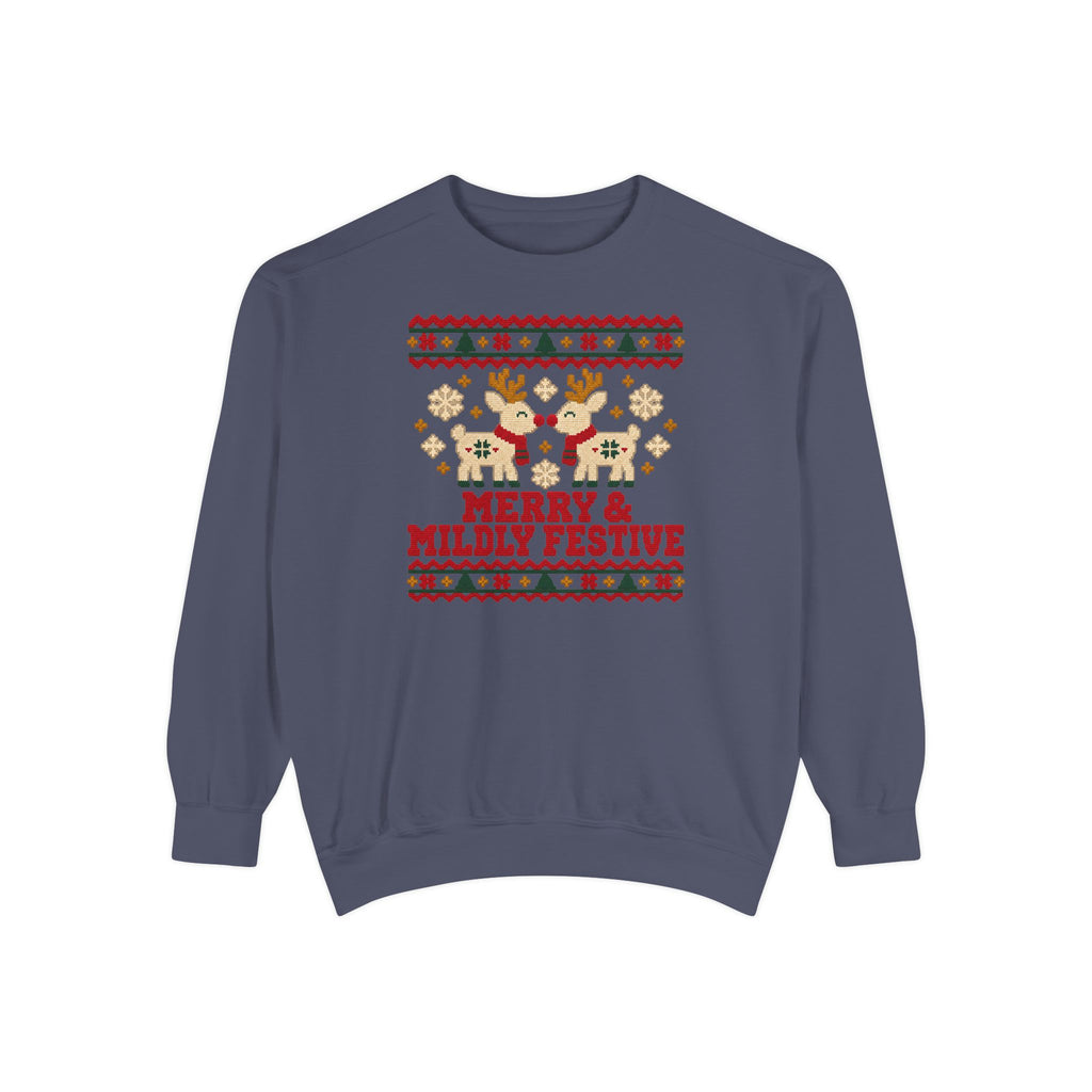Merry & Mildly Festive Ugly Christmas Sweatshirt – Denim