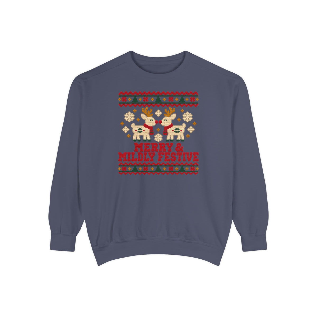 Merry & Mildly Festive Ugly Christmas Sweatshirt – Denim