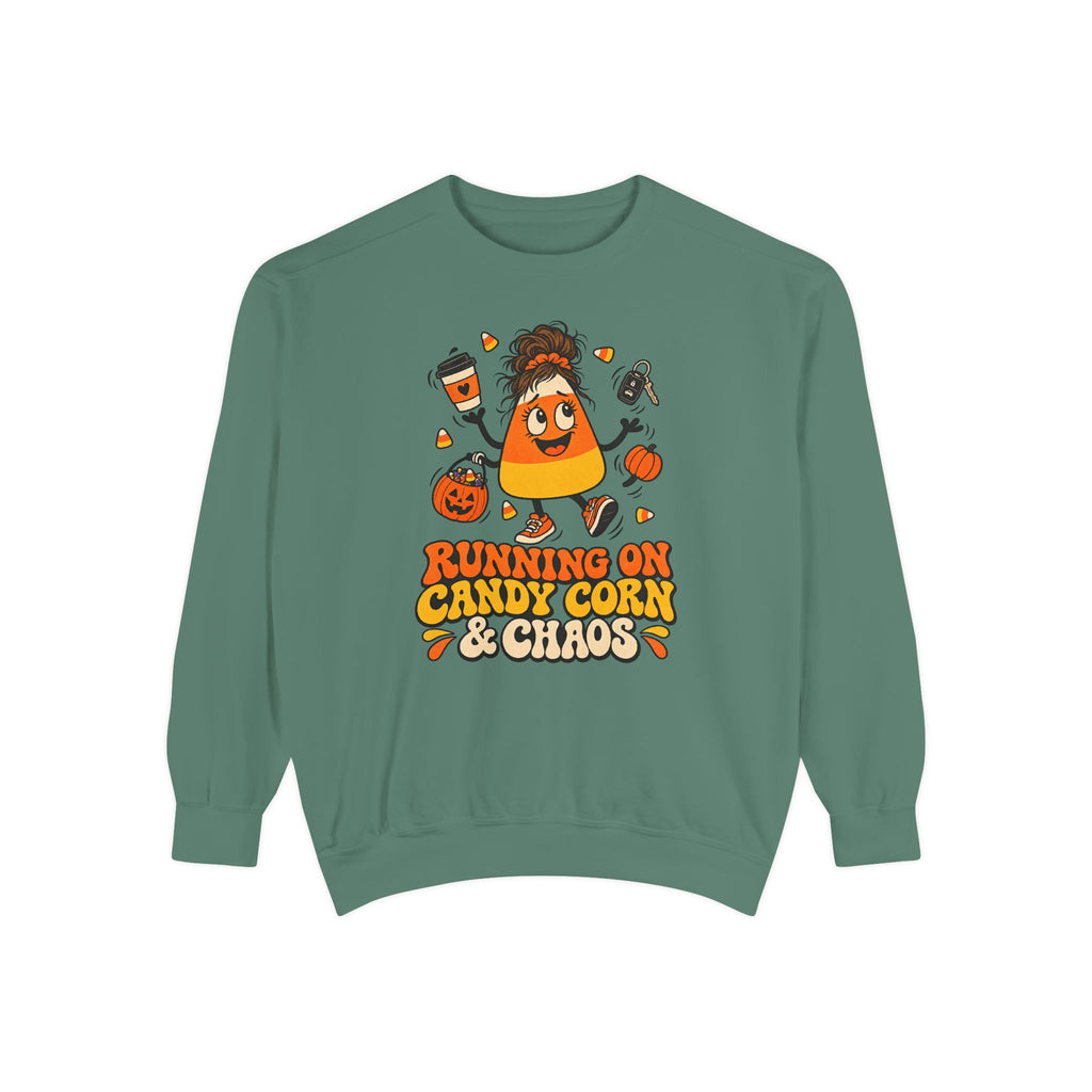 Running on Candy Corn and Chaos Sweatshirt – Light Green