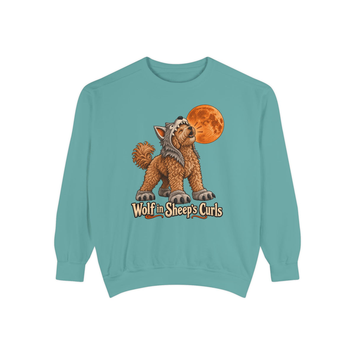 Wolf in Sheep's Curls Sweatshirt – Seafoam