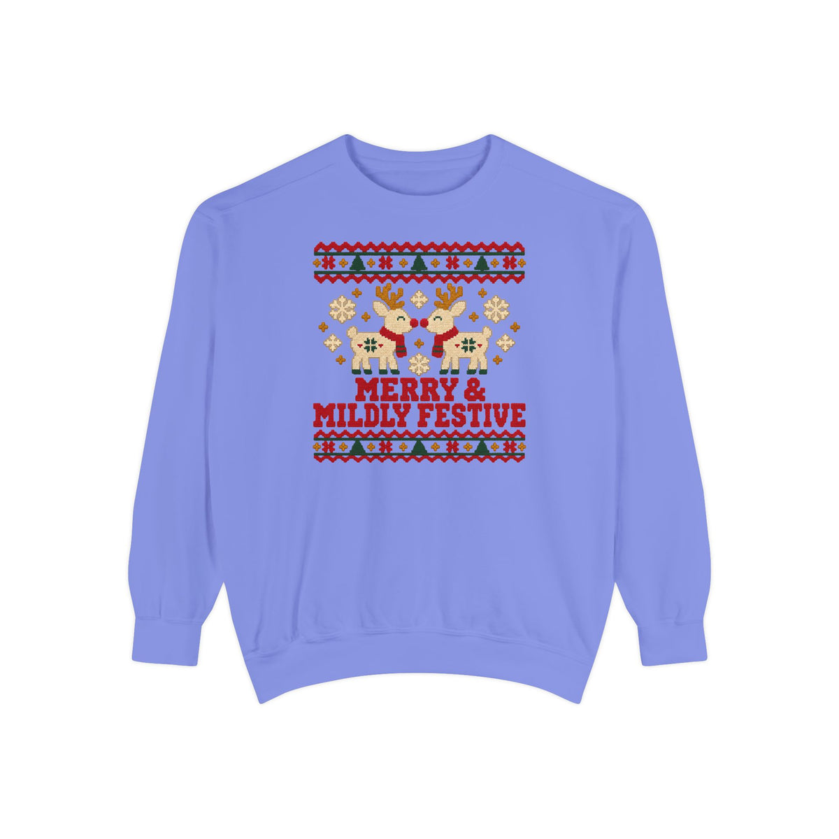 Merry & Mildly Festive Ugly Christmas Sweatshirt – Flo Blue
