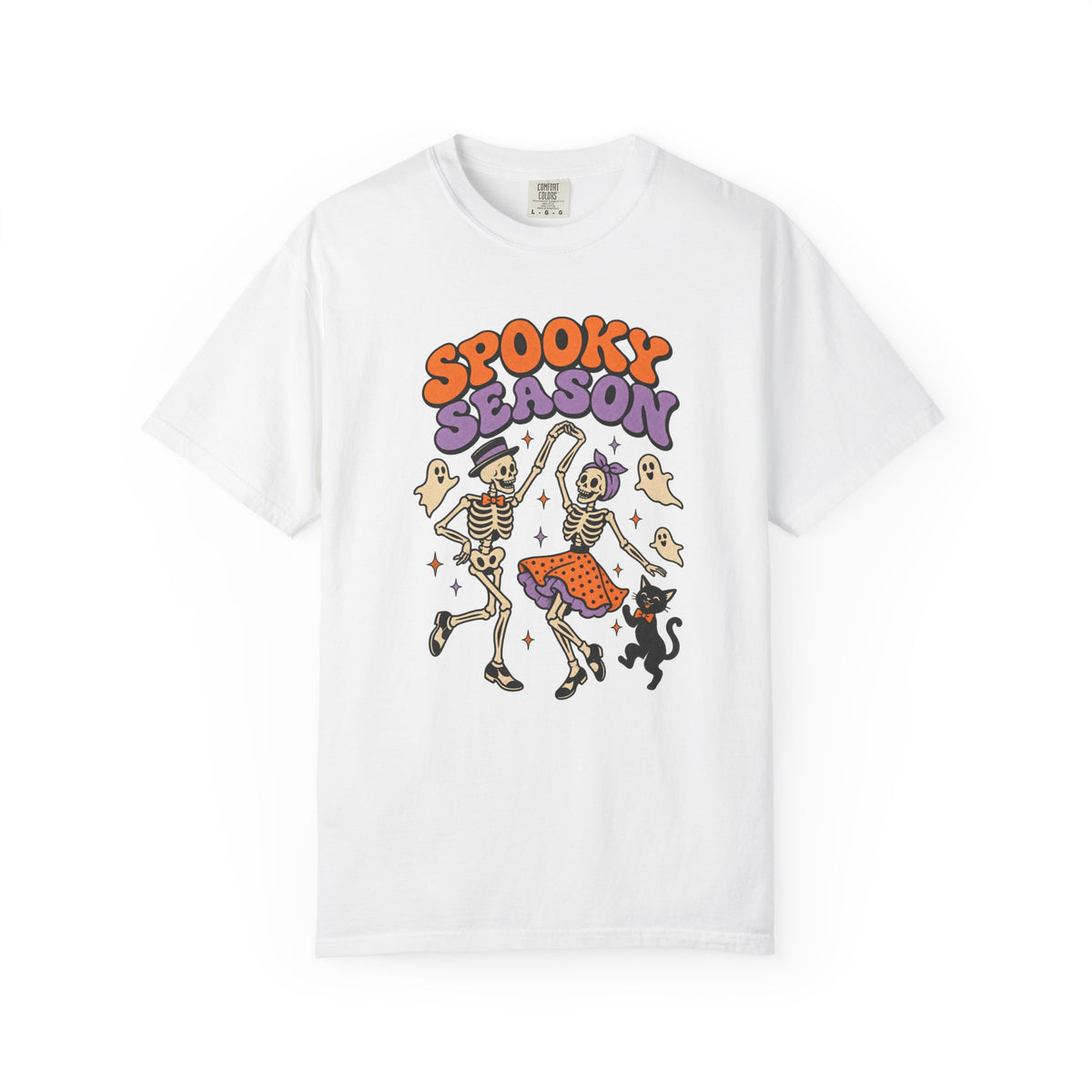 Spooky Season Dancing Skeletons T-Shirt – White
