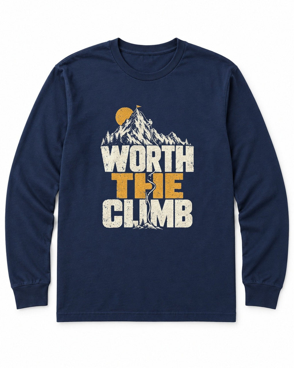 Worth the Climb Summit Flag Long Sleeve Shirt