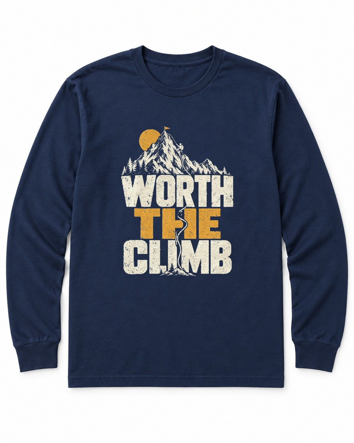 Worth the Climb Summit Flag Long Sleeve Shirt