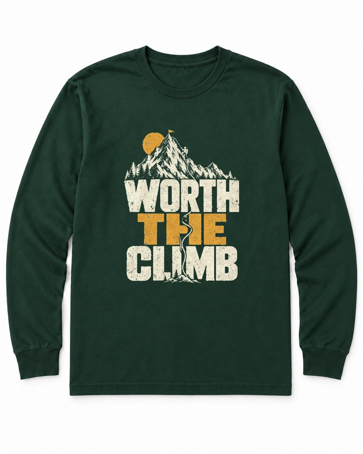 Worth the Climb Summit Flag Long Sleeve Shirt