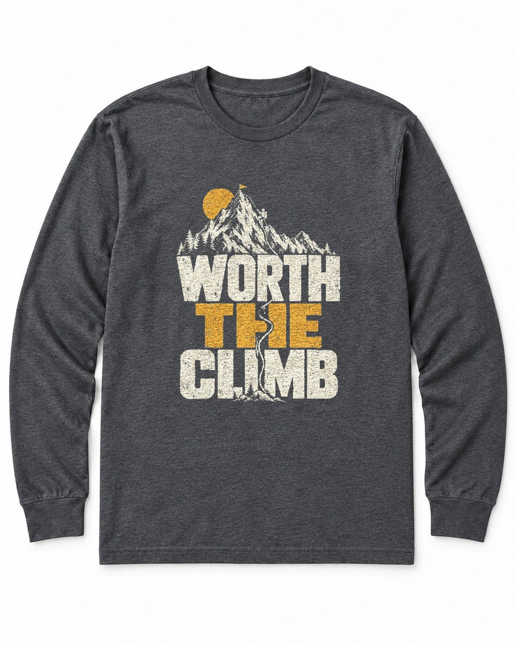 Worth the Climb Summit Flag Long Sleeve Shirt