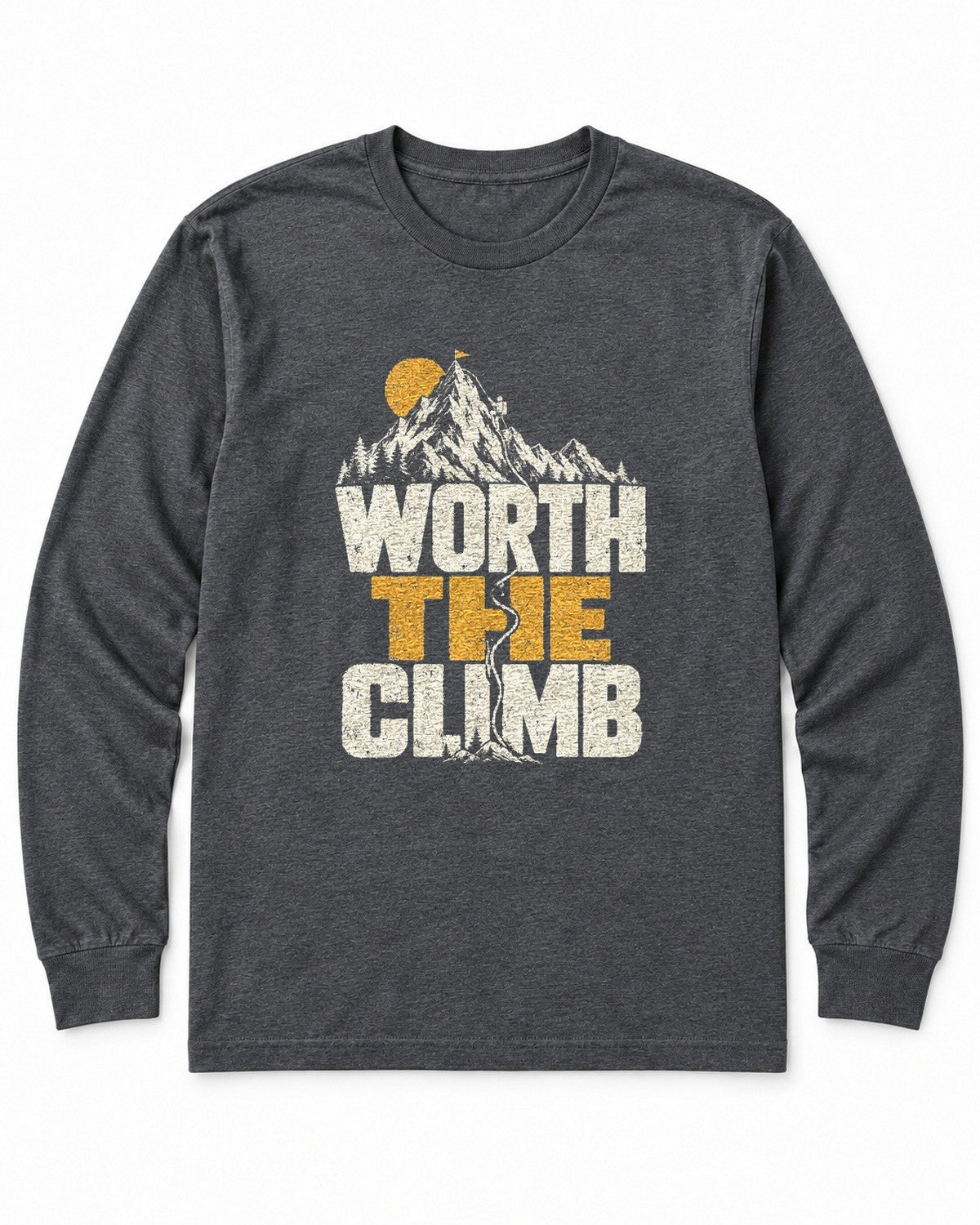 Worth the Climb Summit Flag Long Sleeve Shirt