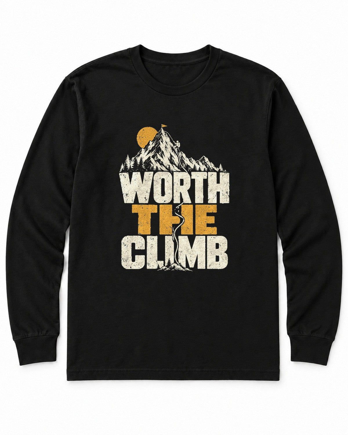 Worth the Climb Summit Flag Long Sleeve Shirt