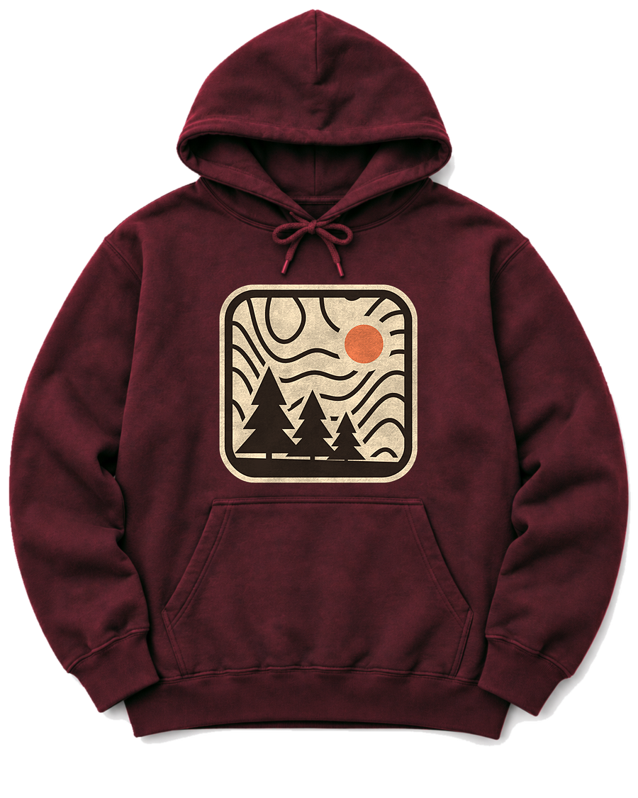 Topo Pines Hoodie - Maroon