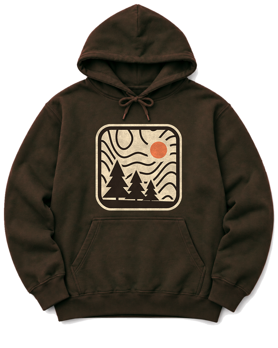 Topo Pines Hoodie - Dark Chocolate