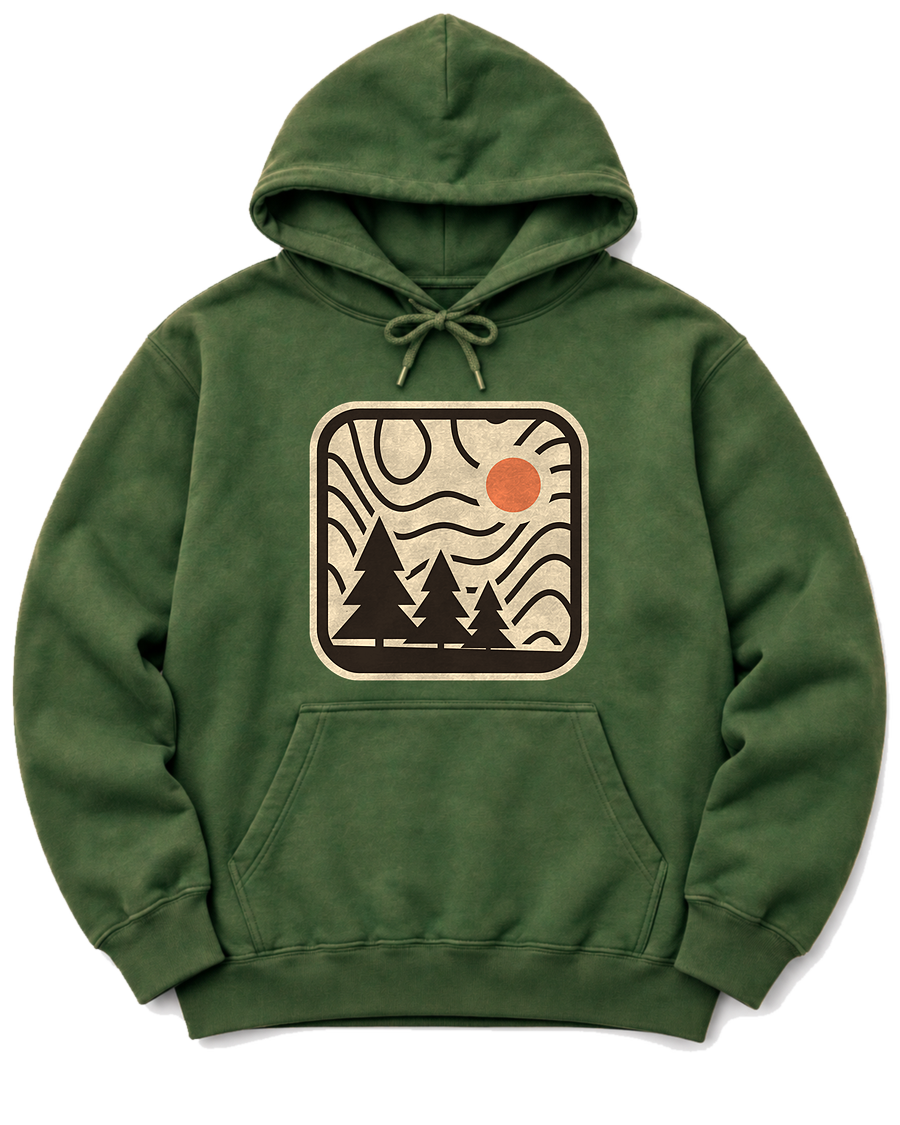 Topo Pines Hoodie - Military Green