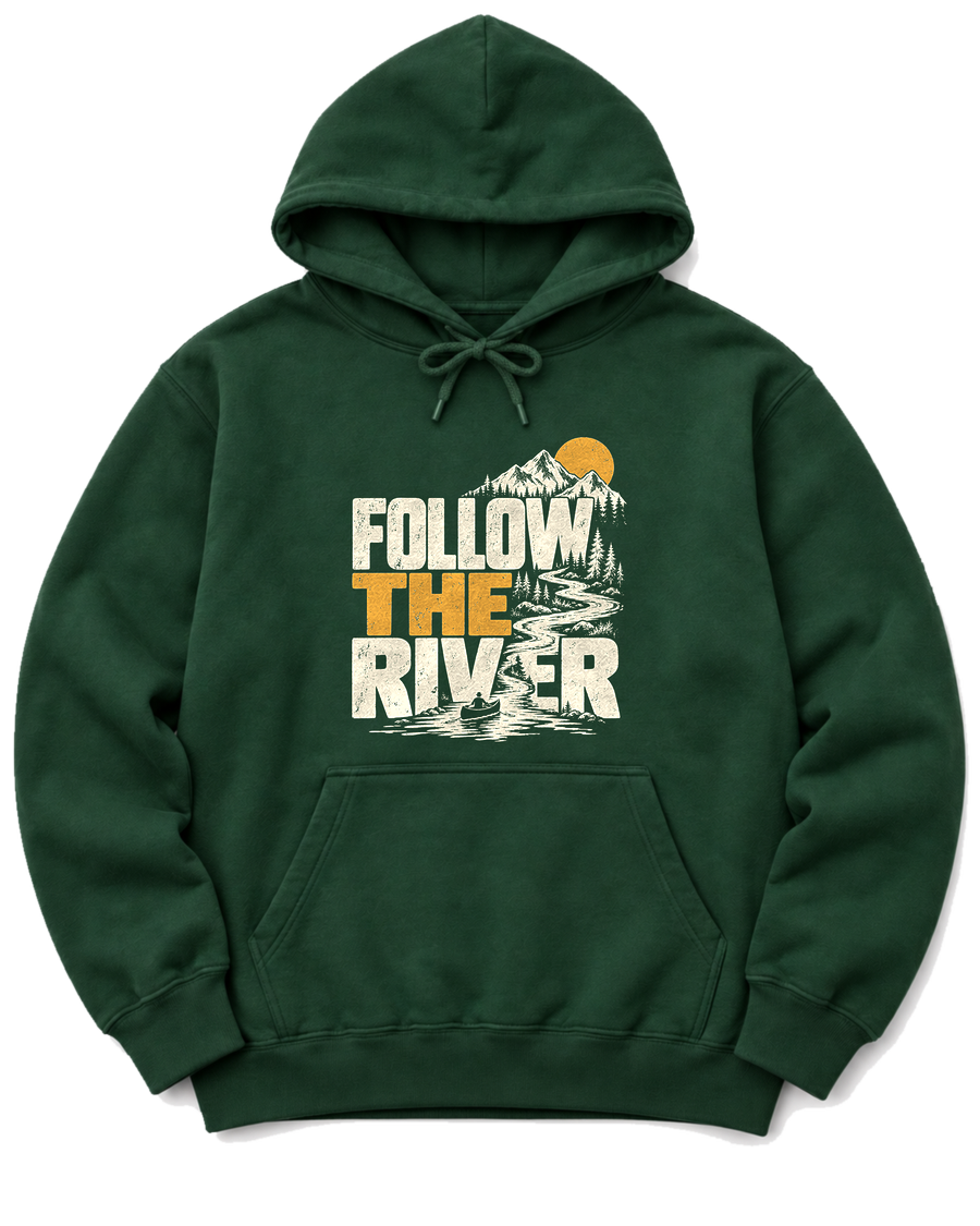 Follow the River Hoodie - Forest Green