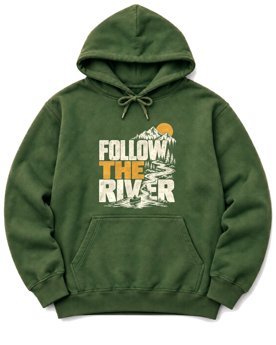Follow the River Hoodie - Military Green